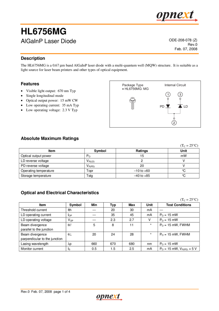 670nm 15mW Diode Laser