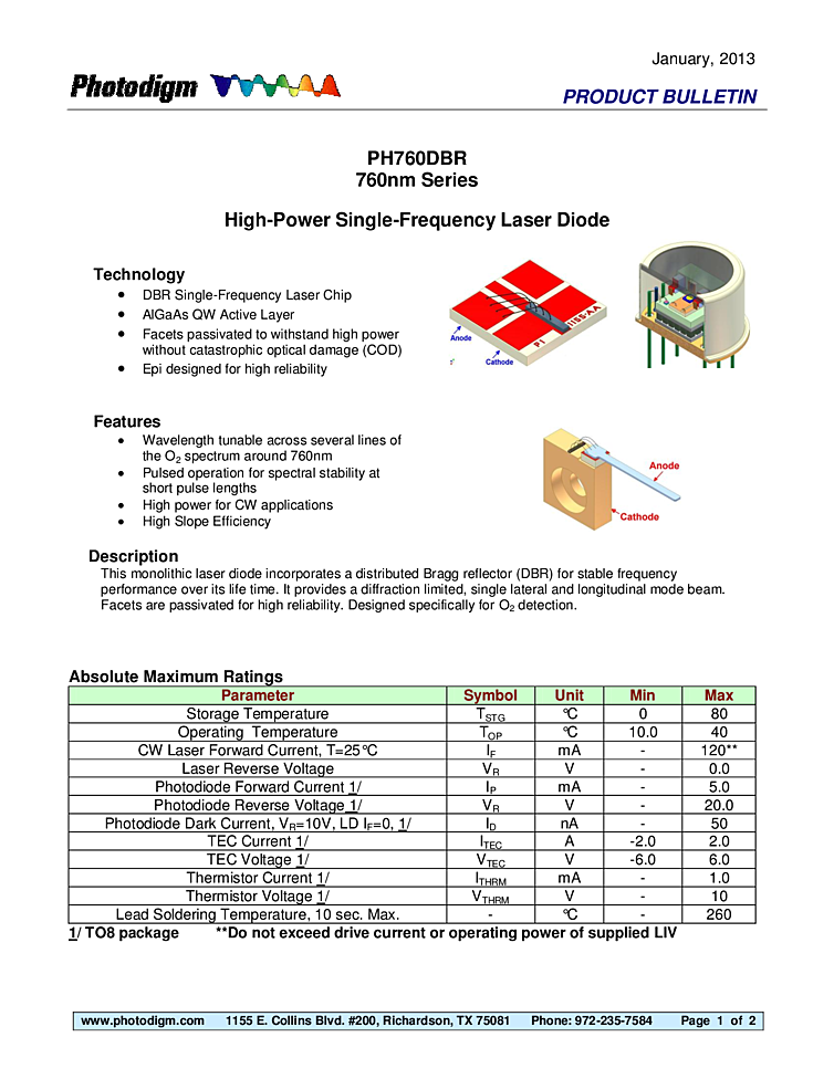 DBR Diode Laser | 760nm