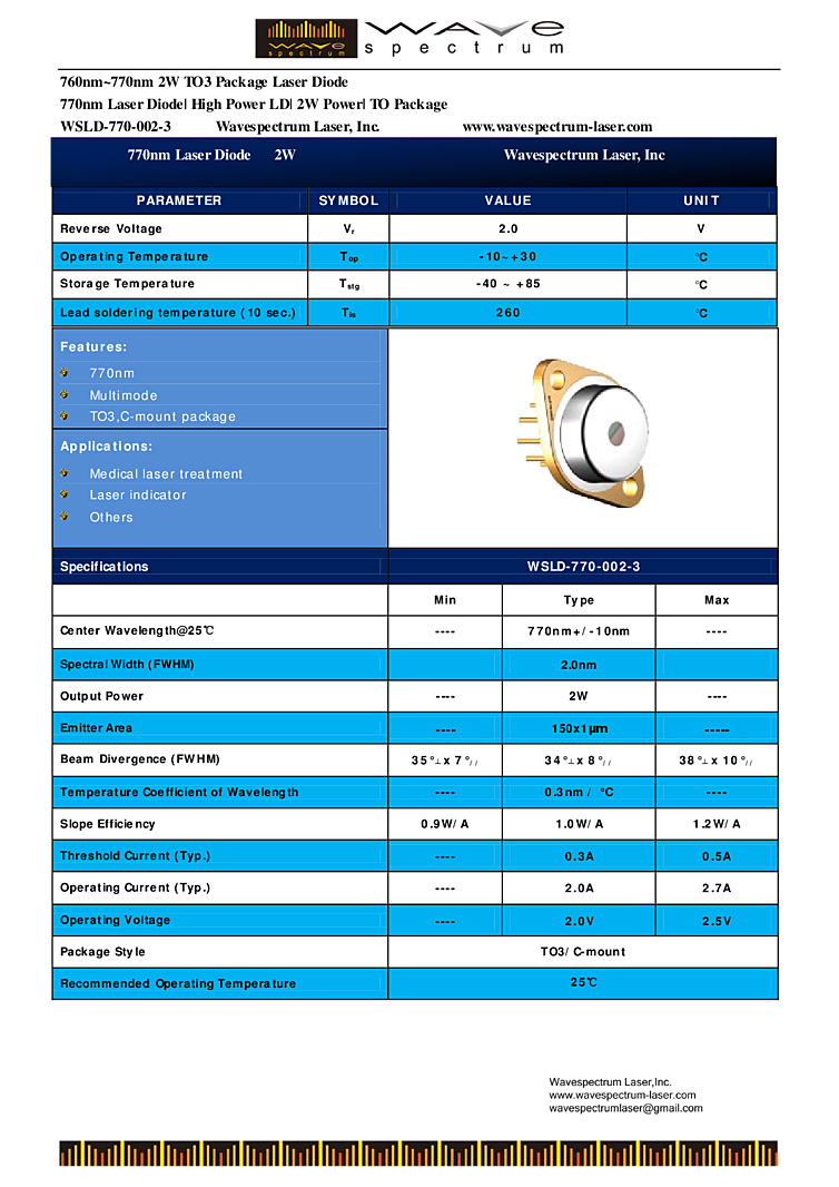 770nm, 2W Diode Laser