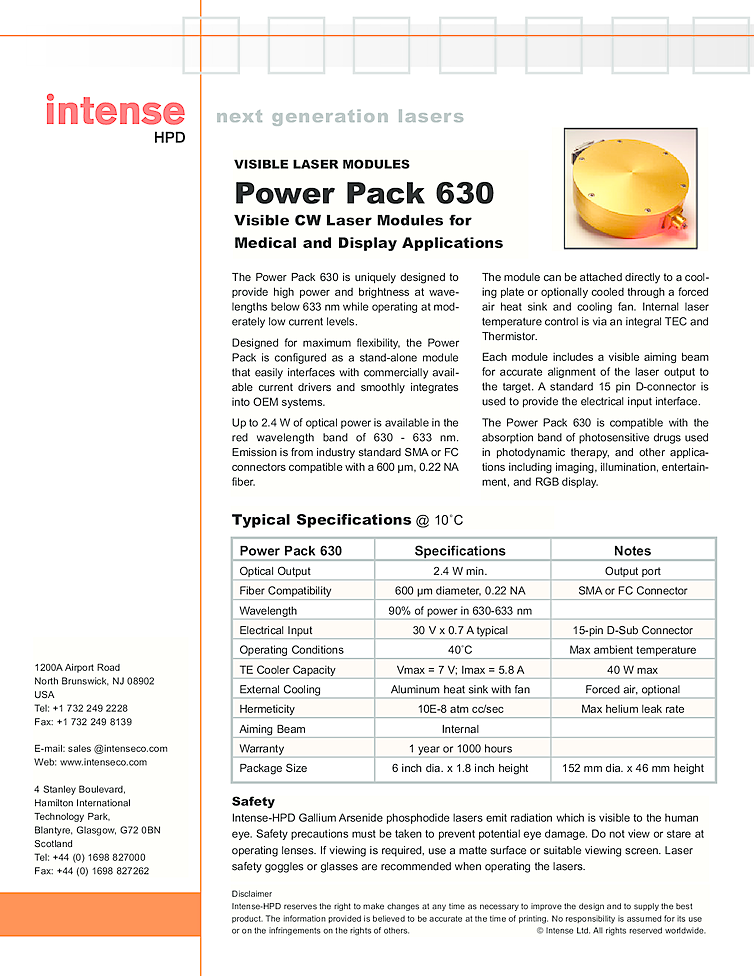 633nm Laser Diode, 2.4 Watts