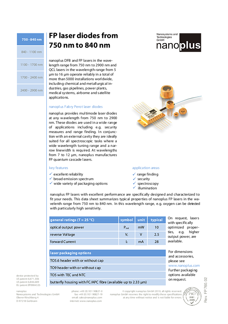 760nm 840nm,10mW butterfly