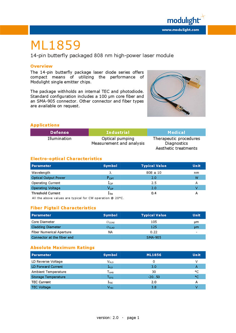 808nm Laser Diode | 2W Butterfly