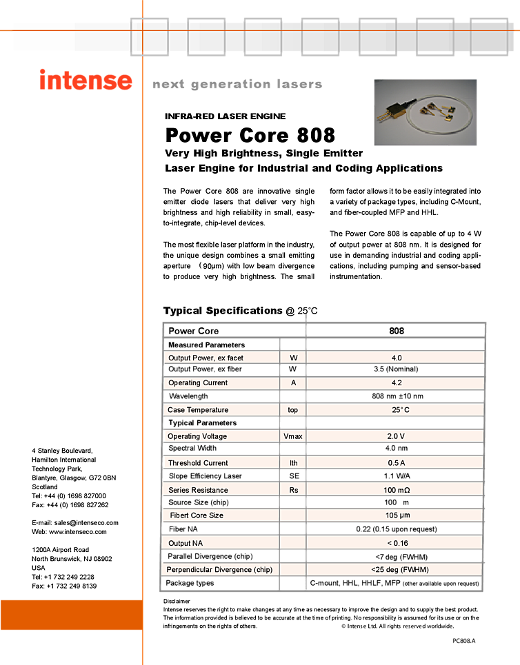 DPSS Laser Pump, 808nm, 4Watt