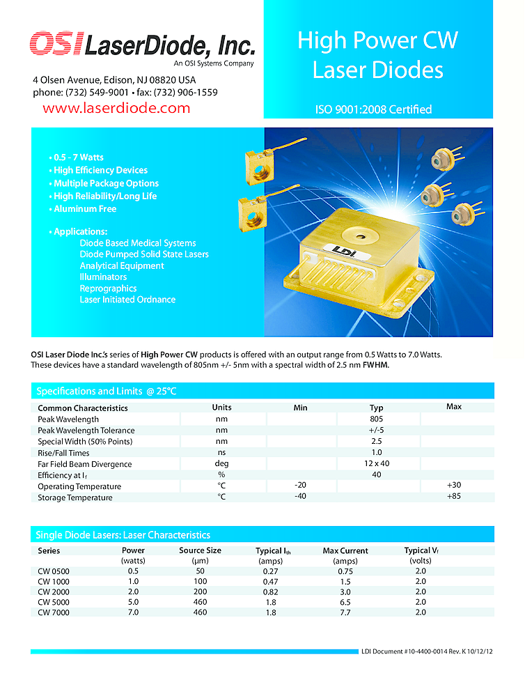 7000mW, DPSSL Pump, 808nm