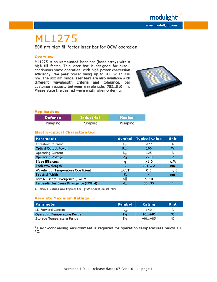 808nm, 100Watts, Diode Laser Pump