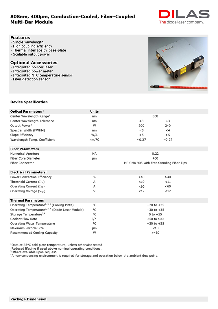 IR Laser Pump Module, 808nm, 240W