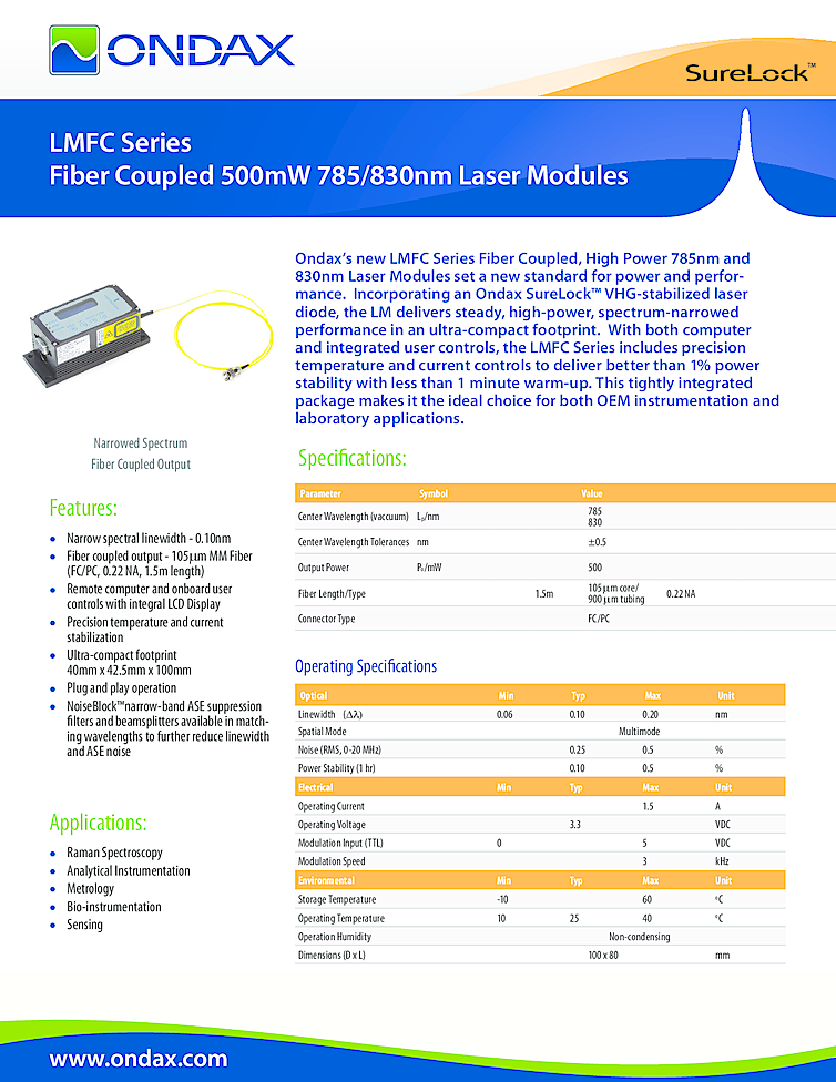 Fiber Coupled 785nm, 830nm Modules