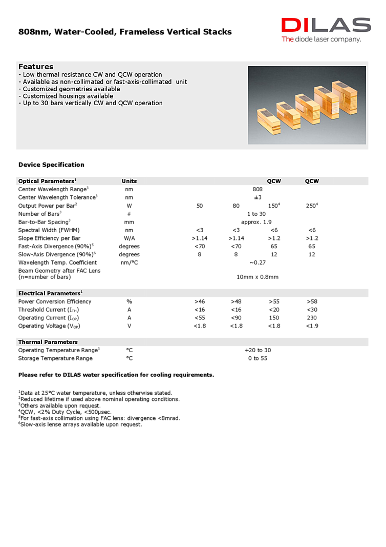 frameless vertical stack, 808nm