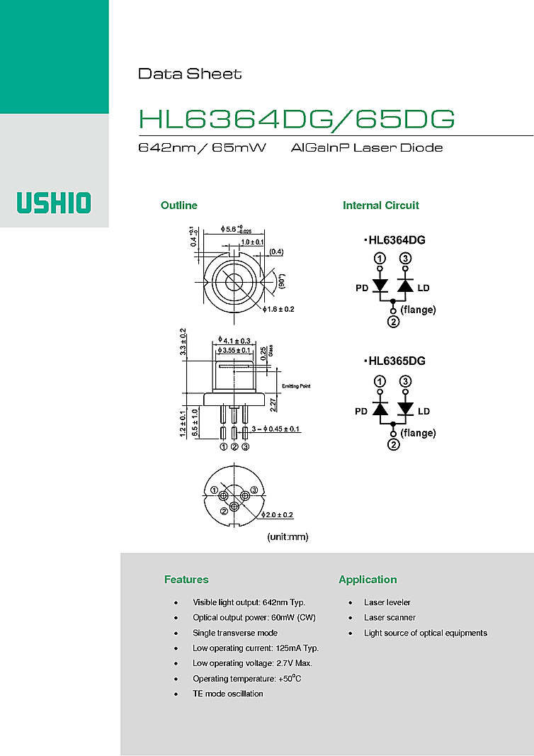 642nm TO-Can Diode, 65mW