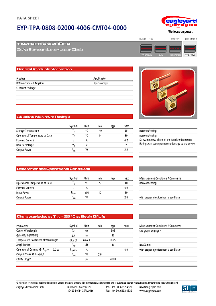 808nm Laser Diode, 2000mW