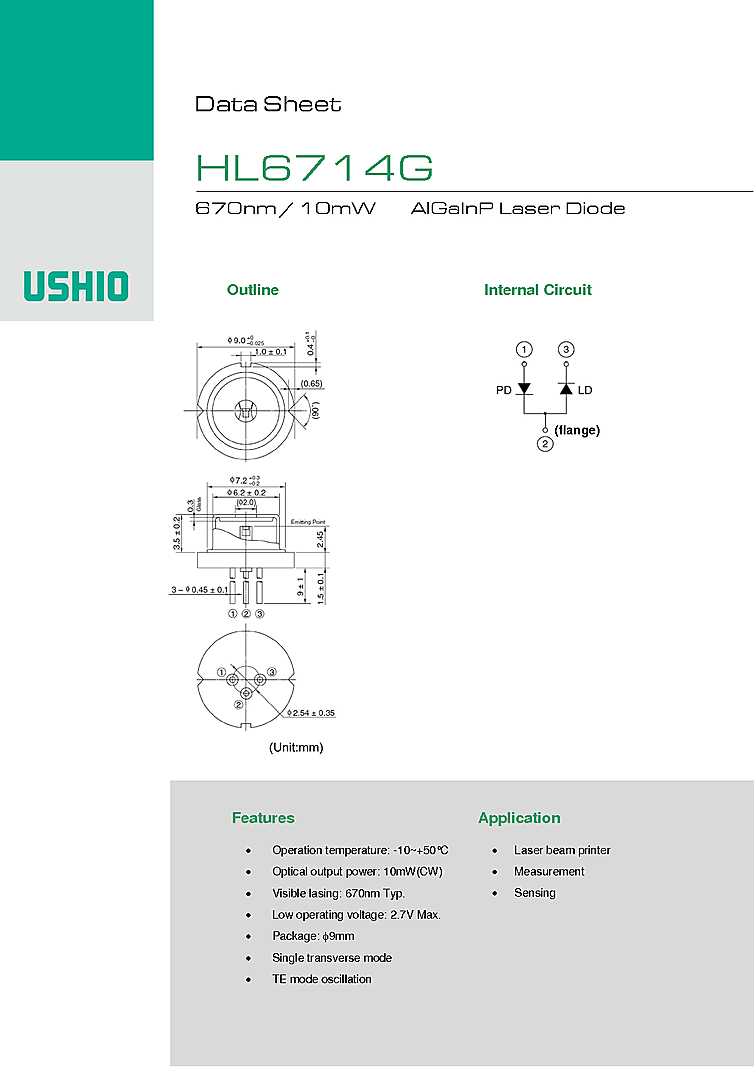 670nm TO-Can Laser Diode,10mW