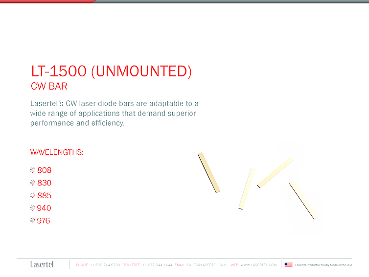 Cleaved Laser Diode Bar, 80Watts