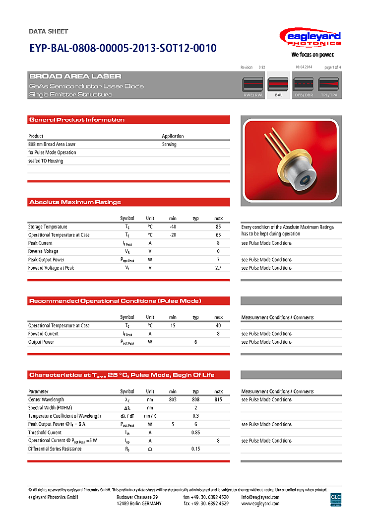 808nm Laser Diode, 6000mW