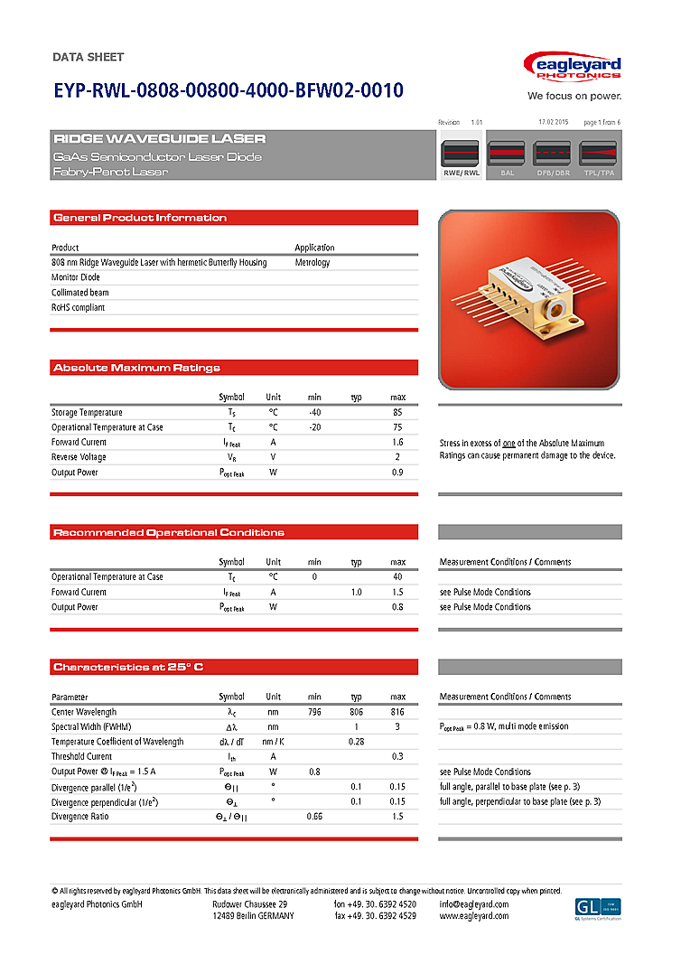 808nm Laser Diode, 800mW