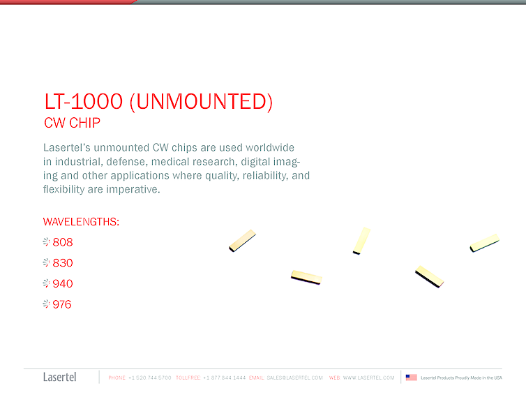 CW diode laser chip, 808nm-976nm