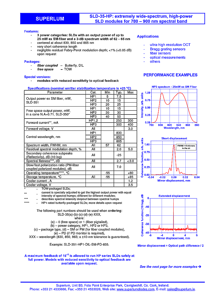 830nm 50mW Butterfly SLED