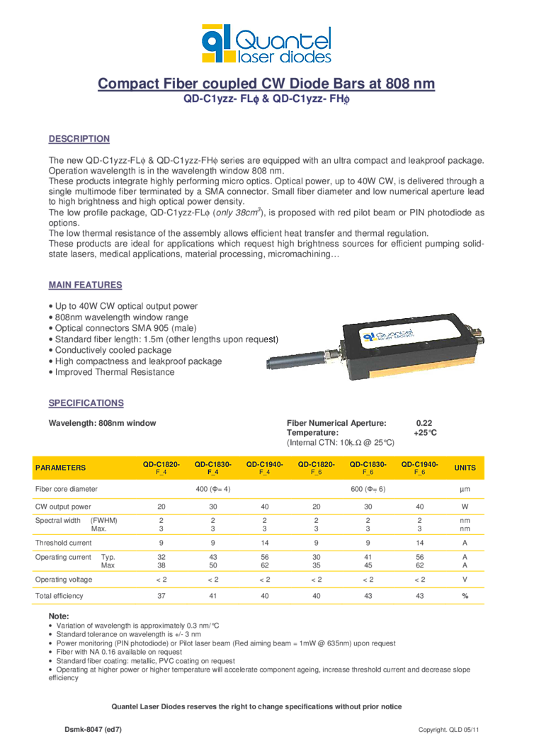 808nm, 40Watt Laser Module