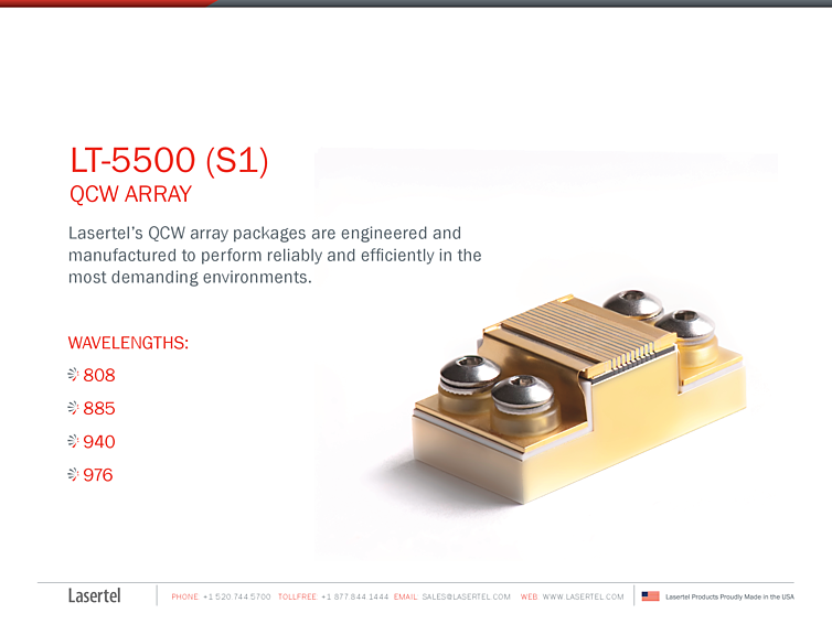 QCW Array, 808nm-976nm, 300Watts