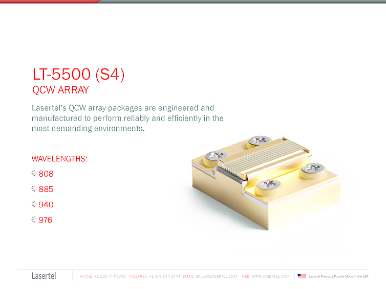 300Watts, S4 QCW diode laser array