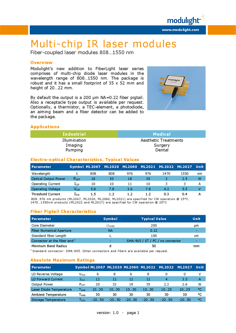 808nm-1550nm Laser Diodes