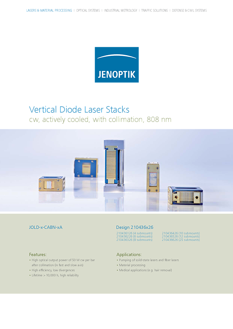 IR Laser Stack, CW, 808nm, 1250W