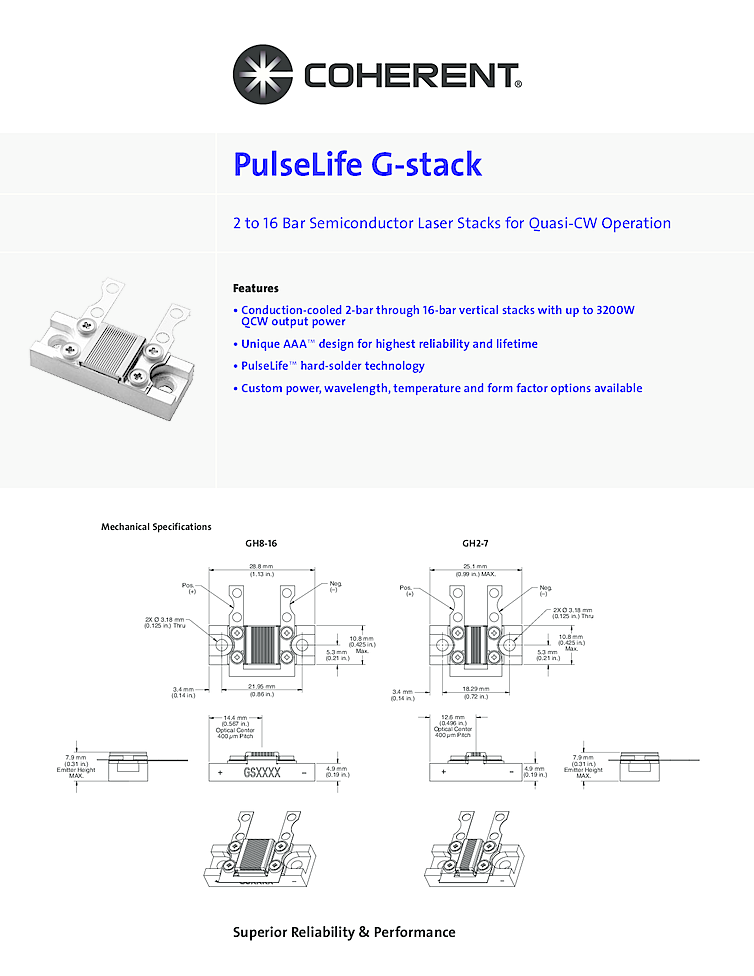 G-stack, 3.2 Killowatts, 808nm