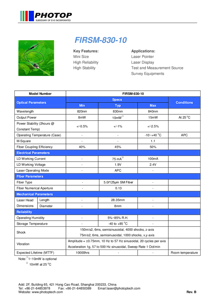 830nm Laserdiode, 10mW