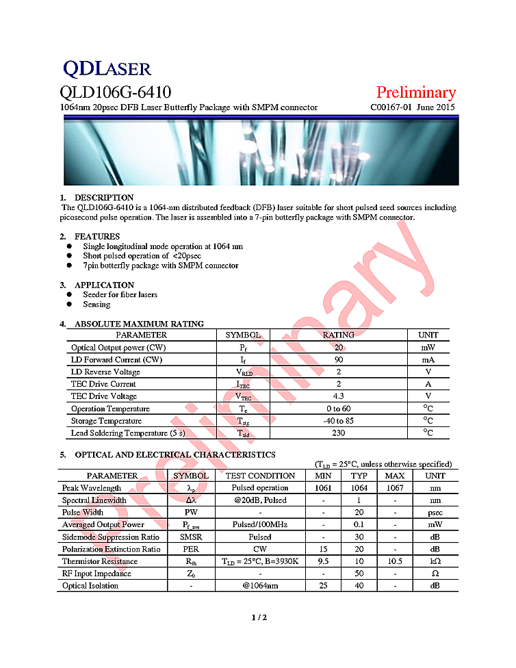 1064nm, 20 Picosecond Pulses