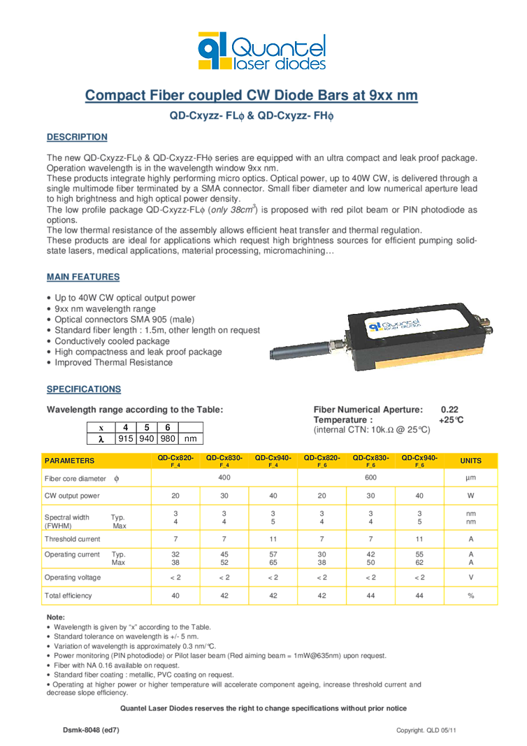 40Watt Semiconductor Laser, 980nm