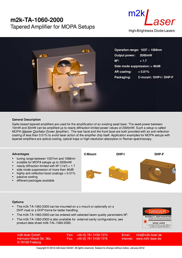 MOPA Pump Laser, 1037nm-1068nm