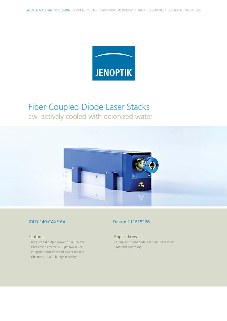 915nm 140W high power laser stack