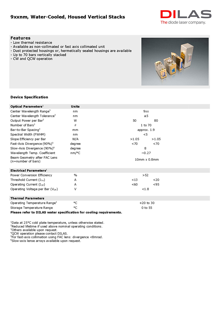 housed vertical stack | 915nm, 980nm