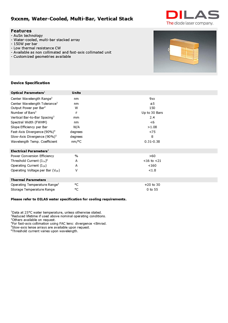 980 NM Laser, multi-bar vertical stack