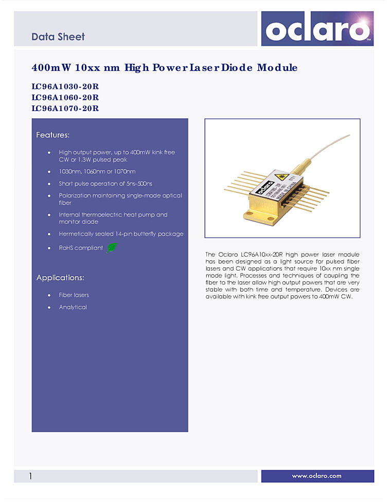 5ns-500ns Pulsed Laser/1030-1070nm