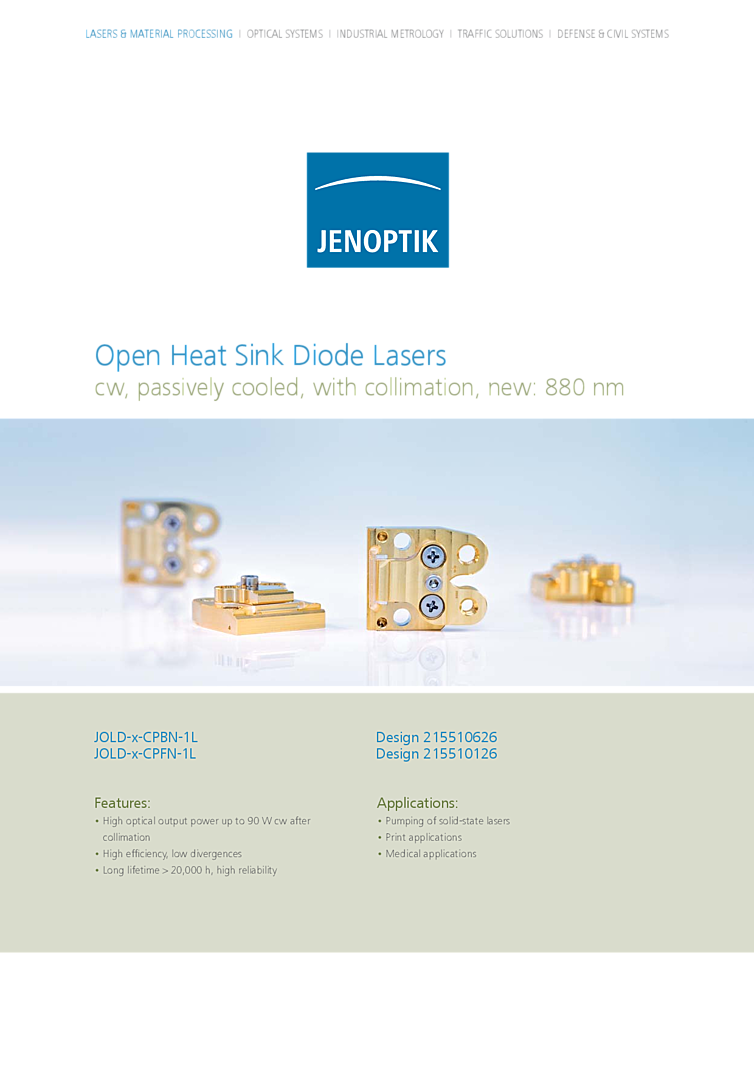 cw, passively cooled, with collimation