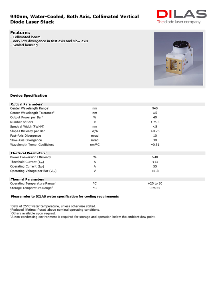 Vertical Diode Laser Stack, 940nm