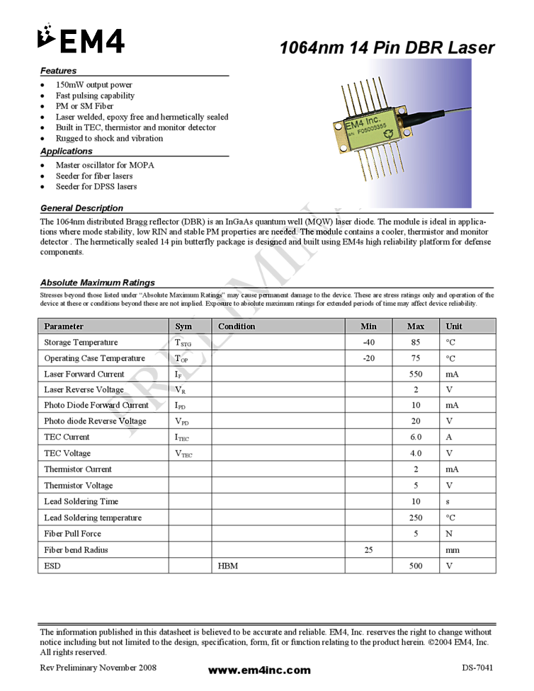 1064nm DBR laser diode