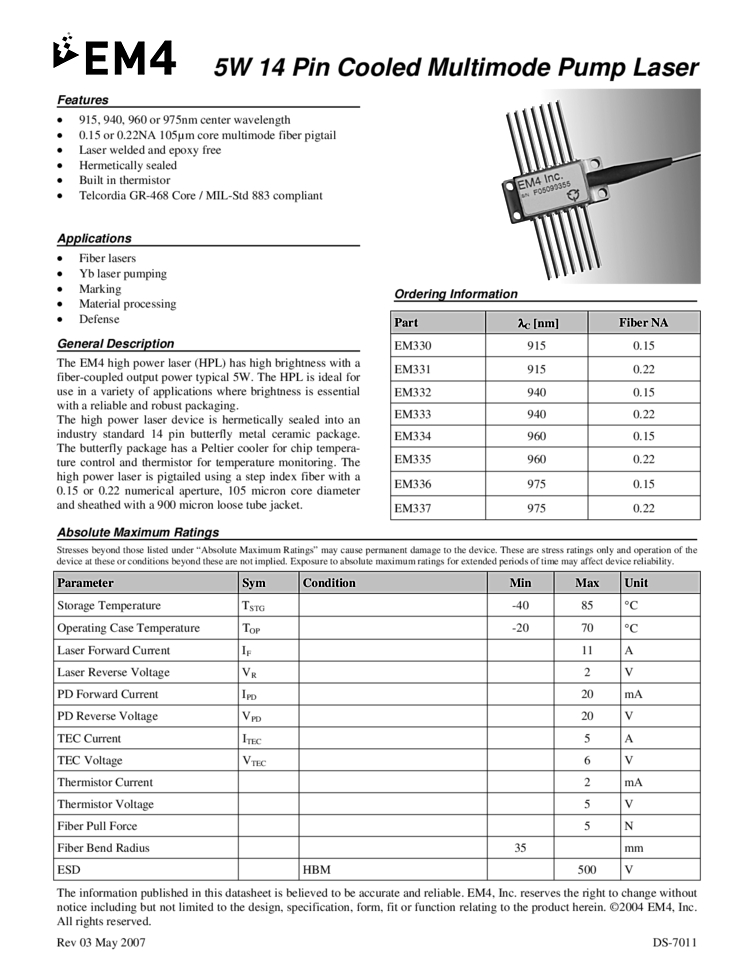 915nm Laser Diode, 5W