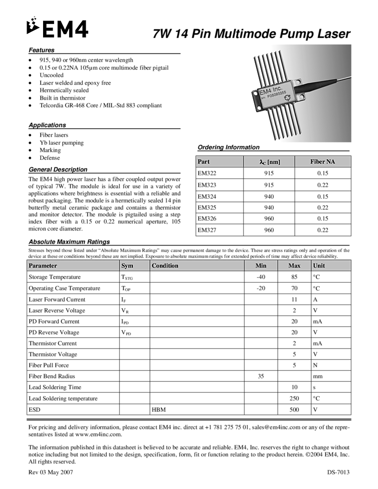 960nm Laser Diode, 7W
