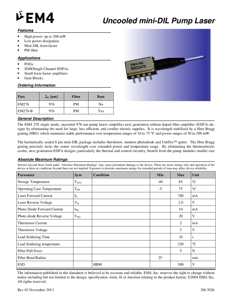 976nm, 200mW Diode Laser