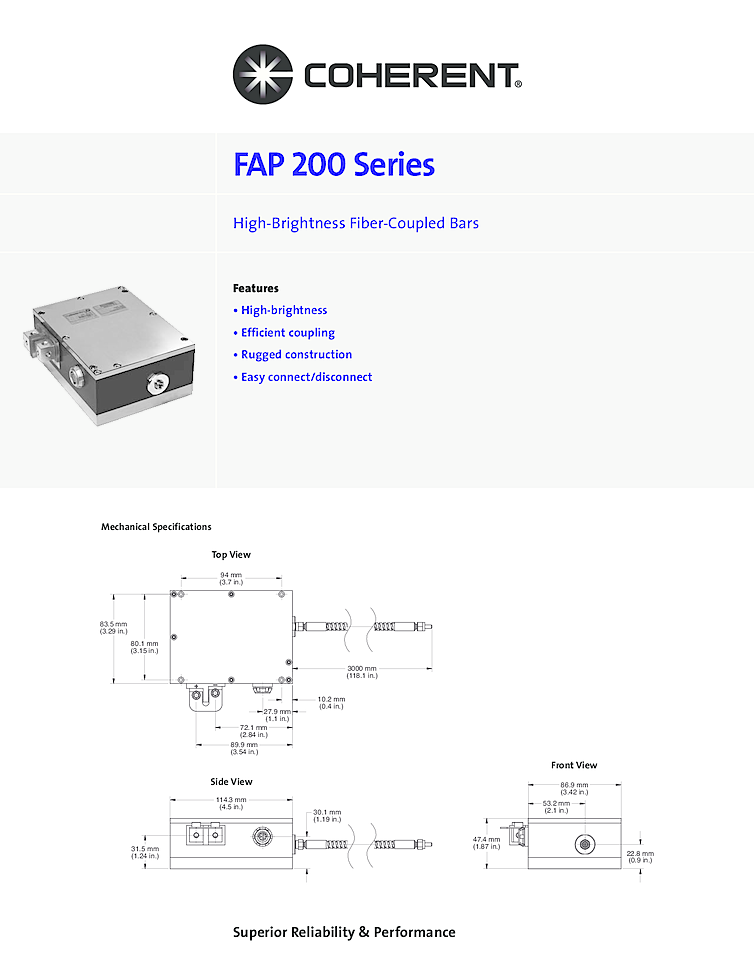 975nm Fiber-Coupled Diode Laser Bars