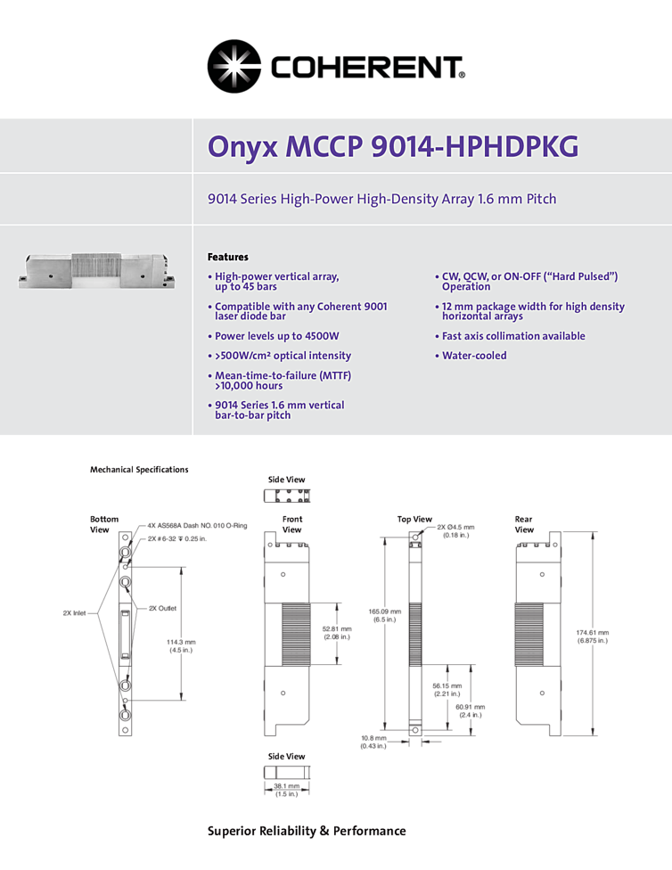 4.5 killowatt laser stack, 975nm