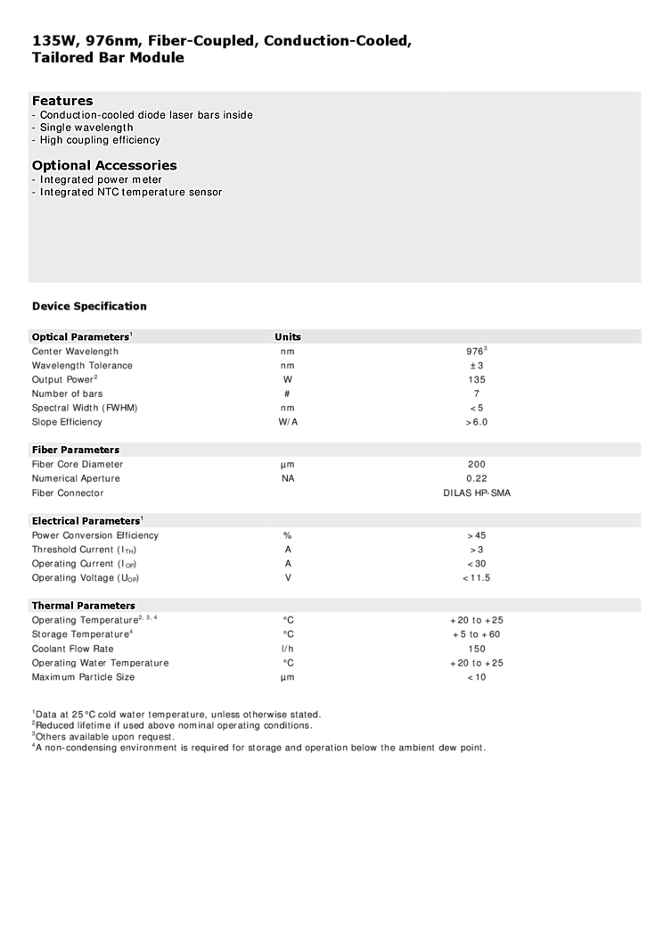 Semiconductor laser, 976nm, 135W