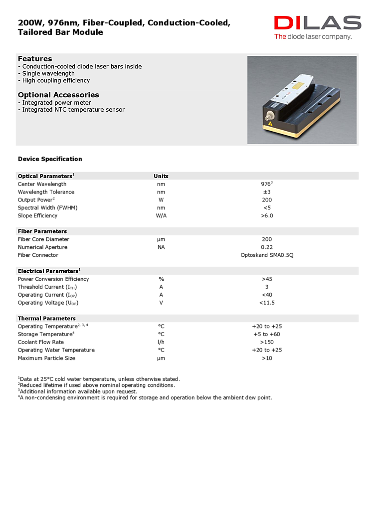 976nm Tailored Bar Module