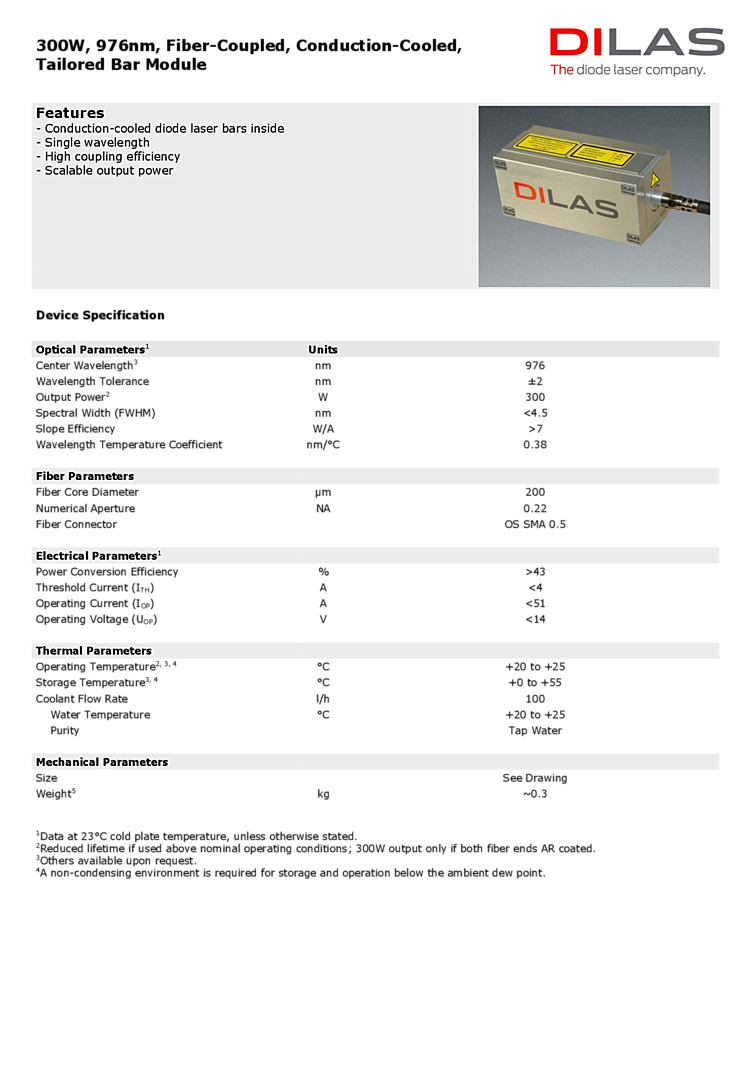 Infrared Laser Pump, 976nm, 300W