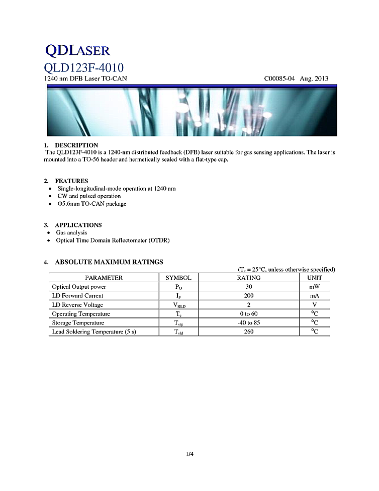 1240nm DFB Laser, 30mW
