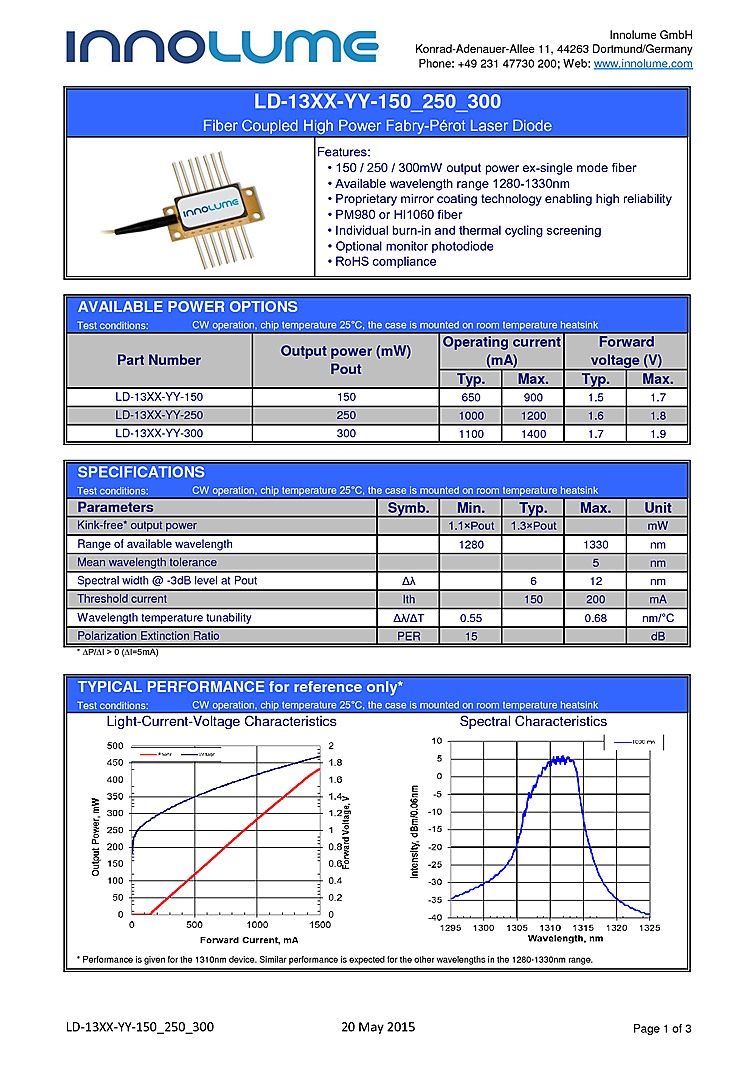 1295nm-1310nm, Innolume
