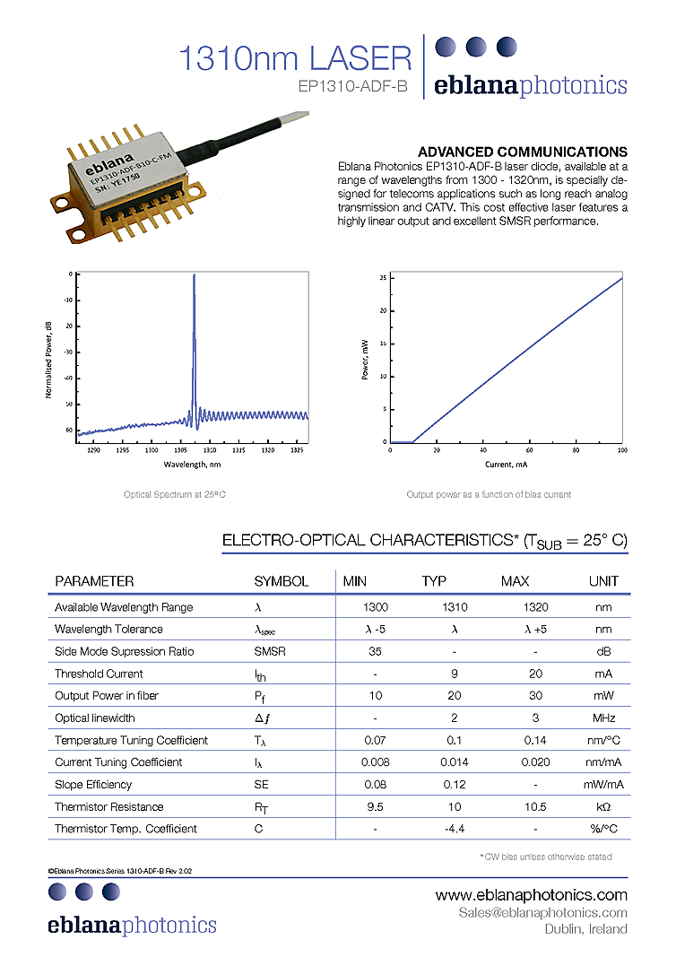 1310nm DFB Butterfly, 20mW