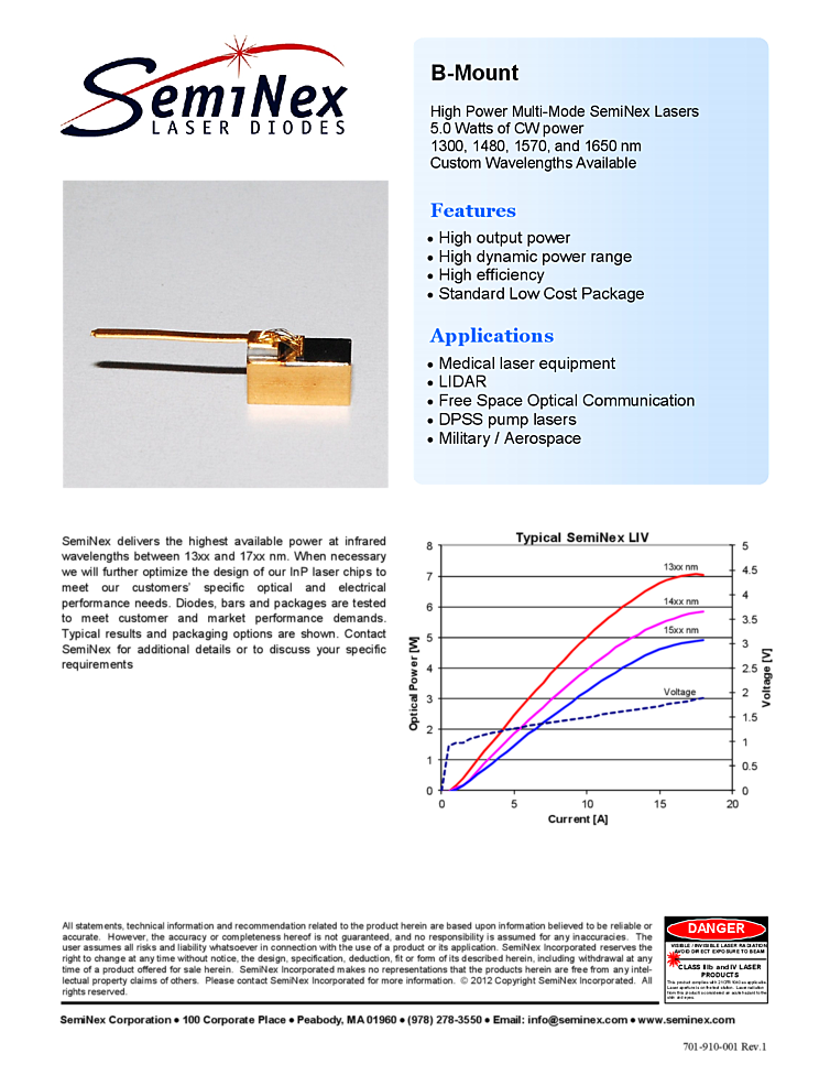 1300nm-1650nm, 5 Watts, b-mount