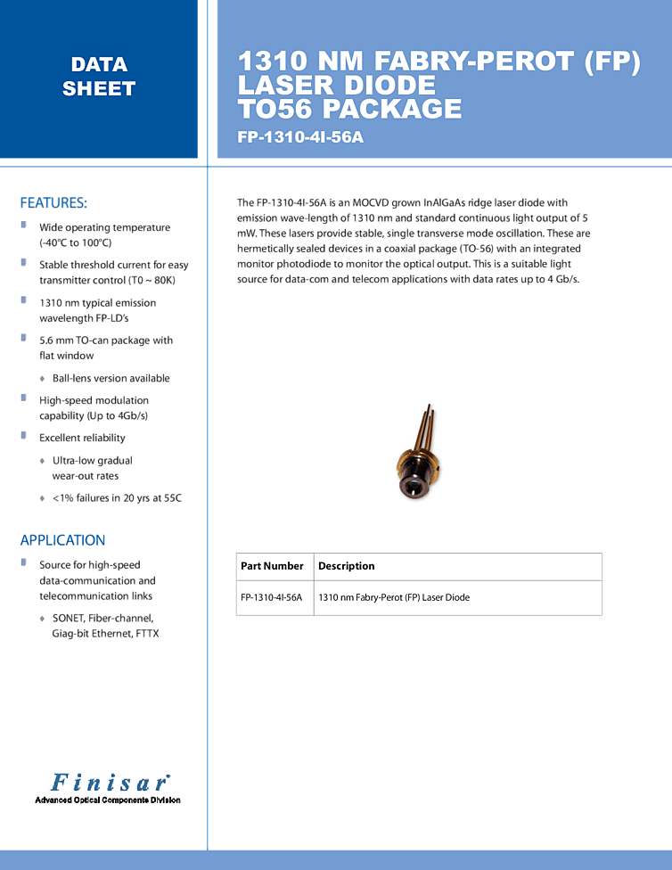 1310nm, 10mW, TO-can